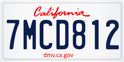 CA license plate 7MCD812
