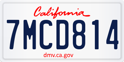 CA license plate 7MCD814