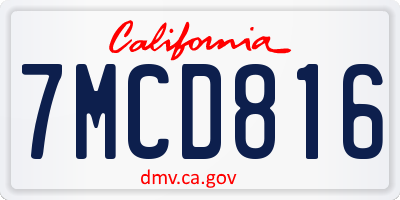 CA license plate 7MCD816