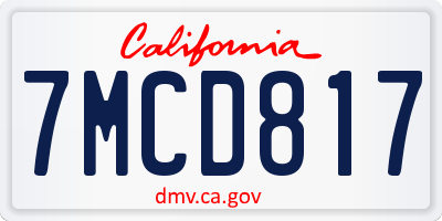 CA license plate 7MCD817