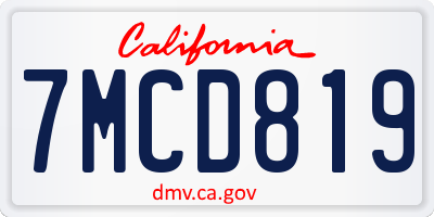 CA license plate 7MCD819