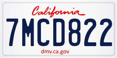 CA license plate 7MCD822