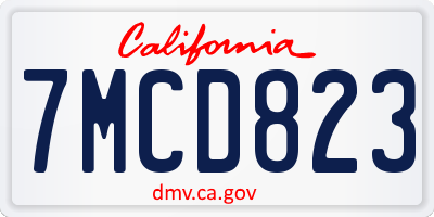 CA license plate 7MCD823