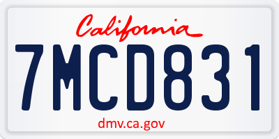 CA license plate 7MCD831