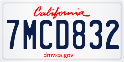 CA license plate 7MCD832