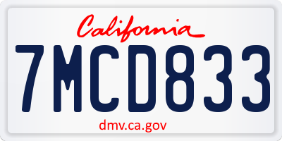 CA license plate 7MCD833
