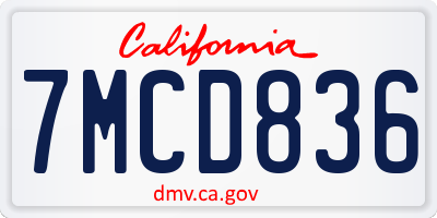 CA license plate 7MCD836