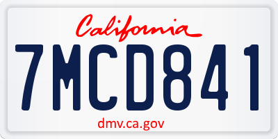 CA license plate 7MCD841
