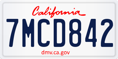 CA license plate 7MCD842
