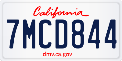 CA license plate 7MCD844