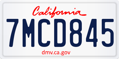 CA license plate 7MCD845