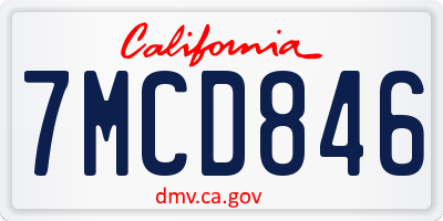 CA license plate 7MCD846