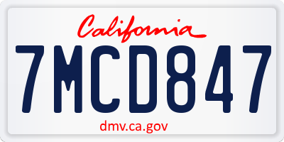 CA license plate 7MCD847