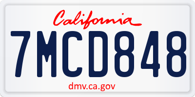 CA license plate 7MCD848