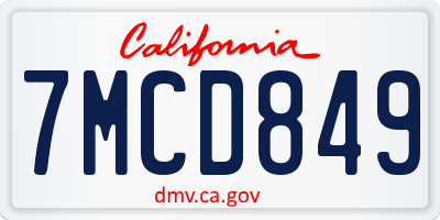 CA license plate 7MCD849