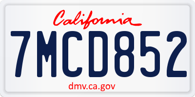 CA license plate 7MCD852