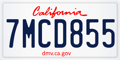 CA license plate 7MCD855