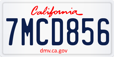 CA license plate 7MCD856