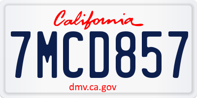 CA license plate 7MCD857