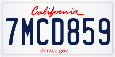CA license plate 7MCD859