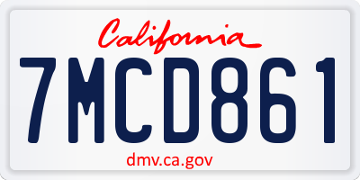 CA license plate 7MCD861