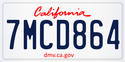 CA license plate 7MCD864