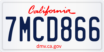 CA license plate 7MCD866