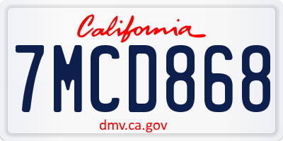 CA license plate 7MCD868