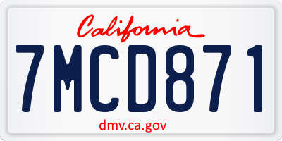 CA license plate 7MCD871