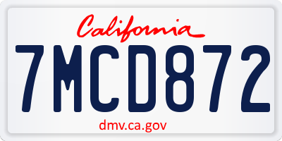 CA license plate 7MCD872