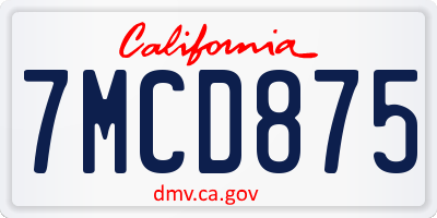 CA license plate 7MCD875