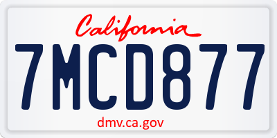 CA license plate 7MCD877