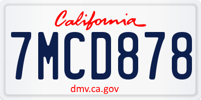 CA license plate 7MCD878