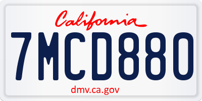 CA license plate 7MCD880