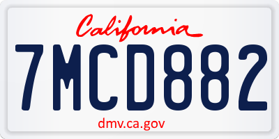 CA license plate 7MCD882