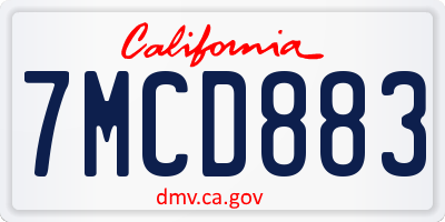 CA license plate 7MCD883