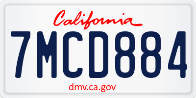 CA license plate 7MCD884