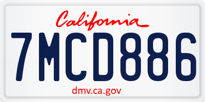 CA license plate 7MCD886
