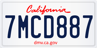 CA license plate 7MCD887