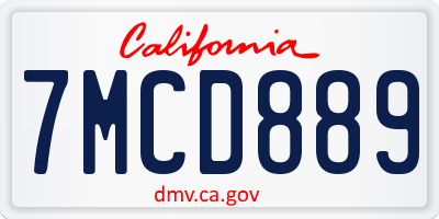 CA license plate 7MCD889