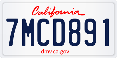 CA license plate 7MCD891