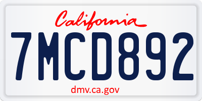 CA license plate 7MCD892