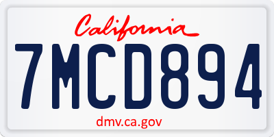 CA license plate 7MCD894