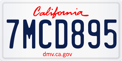CA license plate 7MCD895