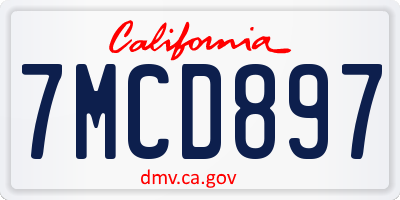 CA license plate 7MCD897
