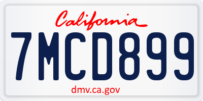 CA license plate 7MCD899