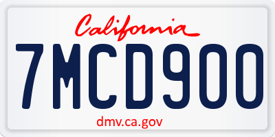 CA license plate 7MCD900