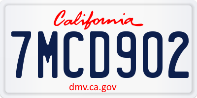 CA license plate 7MCD902