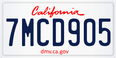 CA license plate 7MCD905