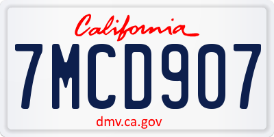 CA license plate 7MCD907